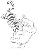 A coloring page of winnie the pooh - group